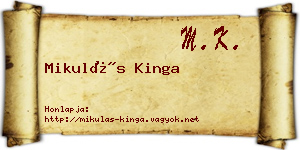 Mikulás Kinga névjegykártya